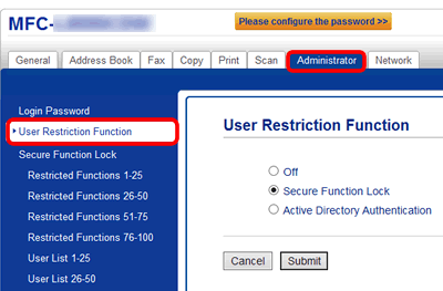 función de restricción de usuarios