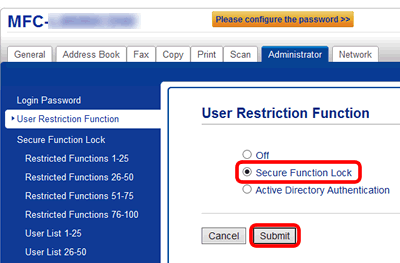 secure function lock and submit