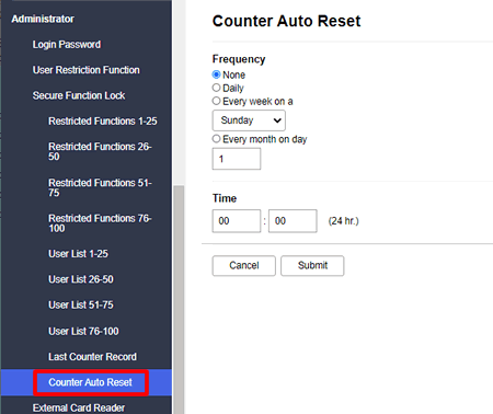 Réinitialisation automatique des compteurs