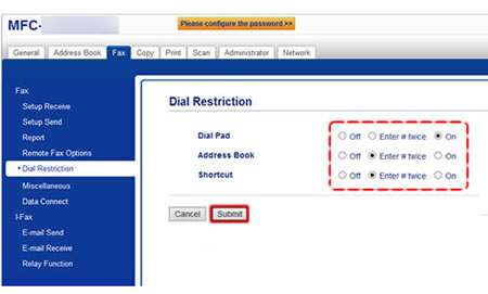 dial restriction and submit