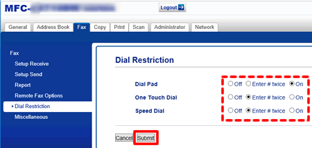 dial restriction and submit