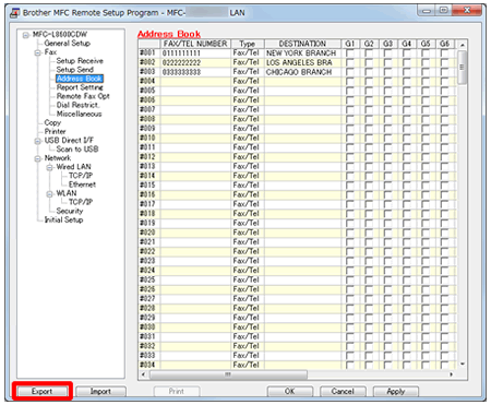 click import in address book