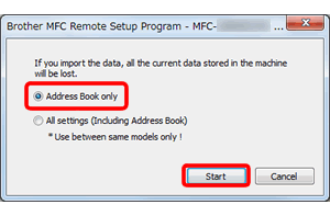 select address book only and start select address book only and start