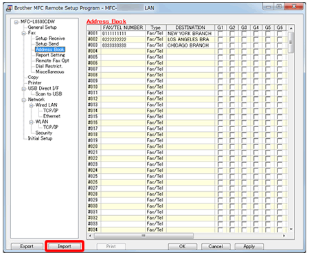 click import in address book