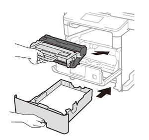 Install the Paper Tray and toner cartridge and drum unit assembly back into the machine.