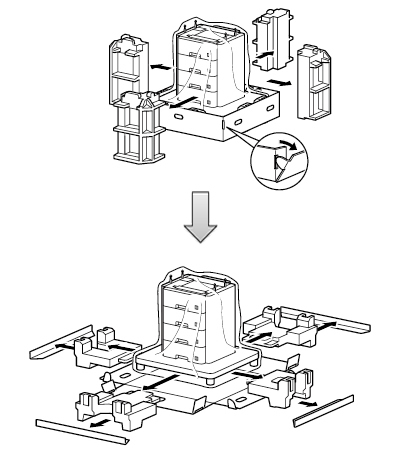 Remove the packing materials surrounding the Tower Tray Unit.