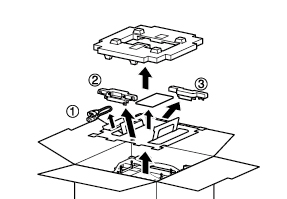 Remove the packing materials and take out the brackets and AC cord located in the top of the Tower Tray Unit.