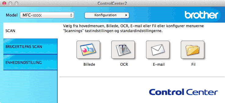 Scanning til en vedhæftet fil en e-mail med ControlCenter2 (Mac) | Brother