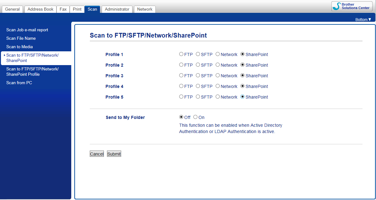 Set up a Scan to SharePoint® Profile | Brother