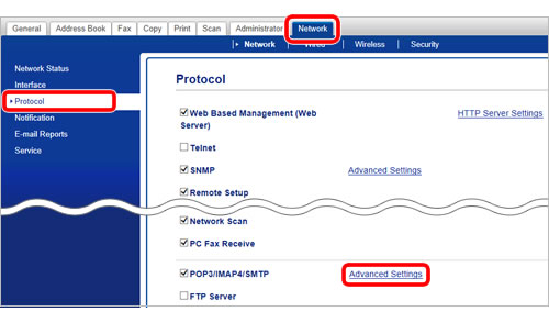 Open email server settings