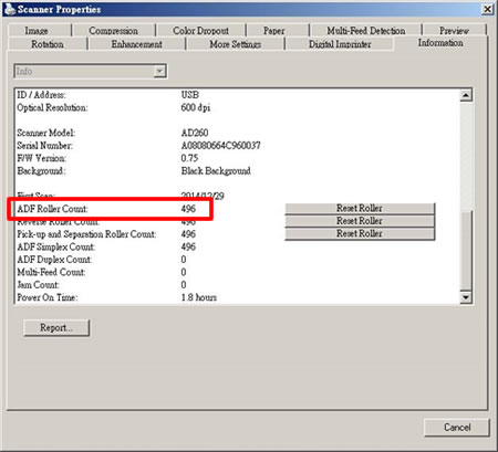 ADF Roller Count