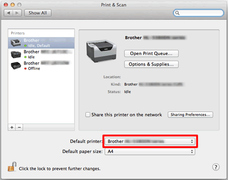 set default printer preferences mac