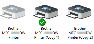 Useita samannimistä tulostinkuvaketta