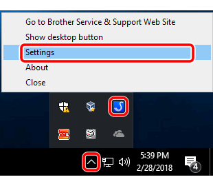 Open Settings dialog