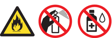 DO NOT use flammable substances, any type of spray, or an organic solvent/liquid containing alcohol or ammonia to clean the inside or outside of the product
