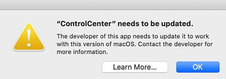 ControlCenter needs to be updated.