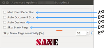 XSane Advanced Options Dialog Box