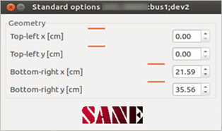 Dialoogvenster XSane Standard Options