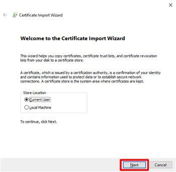 Certificate Import Wizard