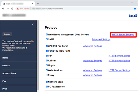 Configuración del servidor HTTP