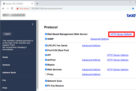 HTTP Server Settings