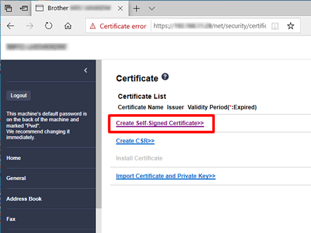 Create Self-Signed Certificate
