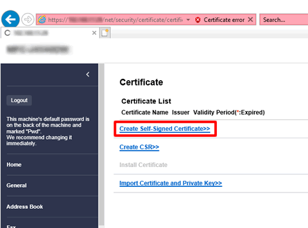 Create Self-Signed Certificate