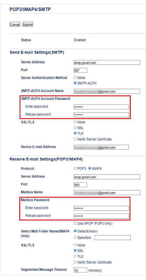 POP3/IMAP/SMTP-FELD