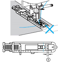 When lowering the presser foot, do not push in the front of the presser foot.