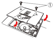 Install the needle plate, and then tighten the screws.