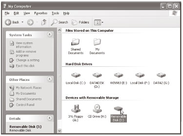 The Removable Disk icon appears in My Computer on the computer.