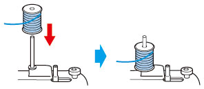 Put a spool of thread on spool pin.