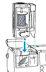 Inserte el casete del hilo en el compartimento del casete del hilo.