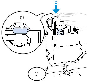 Slowly press down on the thread cassette until it clicks into place.