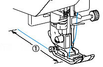 Hale alrededor de 10 a 15 centímetros (de 3/8 a 5/8 de pulgada) de hilo hacia la parte trasera de la máquina.