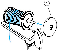 Slide the spool cap for the size of the spool onto the spool pin.