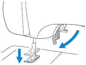 Lower the presser foot lever