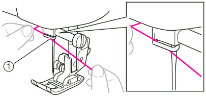 Put the thread behind the needle bar thread guide