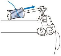 Insérez la bobine de fil sur le porte-bobine.