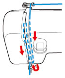 Feed the upper thread as shown in the following illustration.