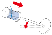 Slide the spool onto the pin 