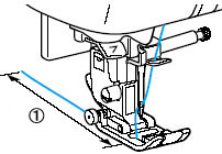 Pass the end of the thread through the presser foot. 