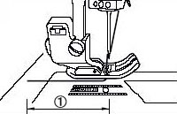 将线头通过压脚，拉出5厘米（2英寸）左右，并拉向缝纫机后方。