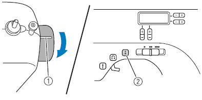 While holding the end of the upper thread, raise the needle either by turning the handwheel or by pressing needle position button