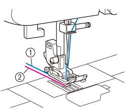 Pull out about 10 cm (4 inches) of both threads