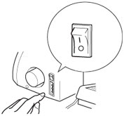Turn off the main power and light switch for safety.