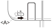 Slide the change switch <A> to the right until it is aligned to the "R" mark on the machine.