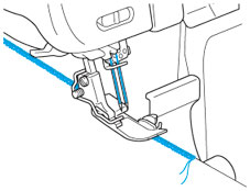 Replace the material under the presser foot and sew 3-5 cm (1-1/8 to 2 inches) over the previous stitches.