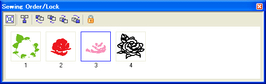 Select a pattern from the Sewing Order/Lock dialog box