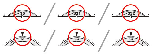 Stellen Sie das Stichlängen-Einstellrad auf „SS“, „SS1“ oder „SS2“.